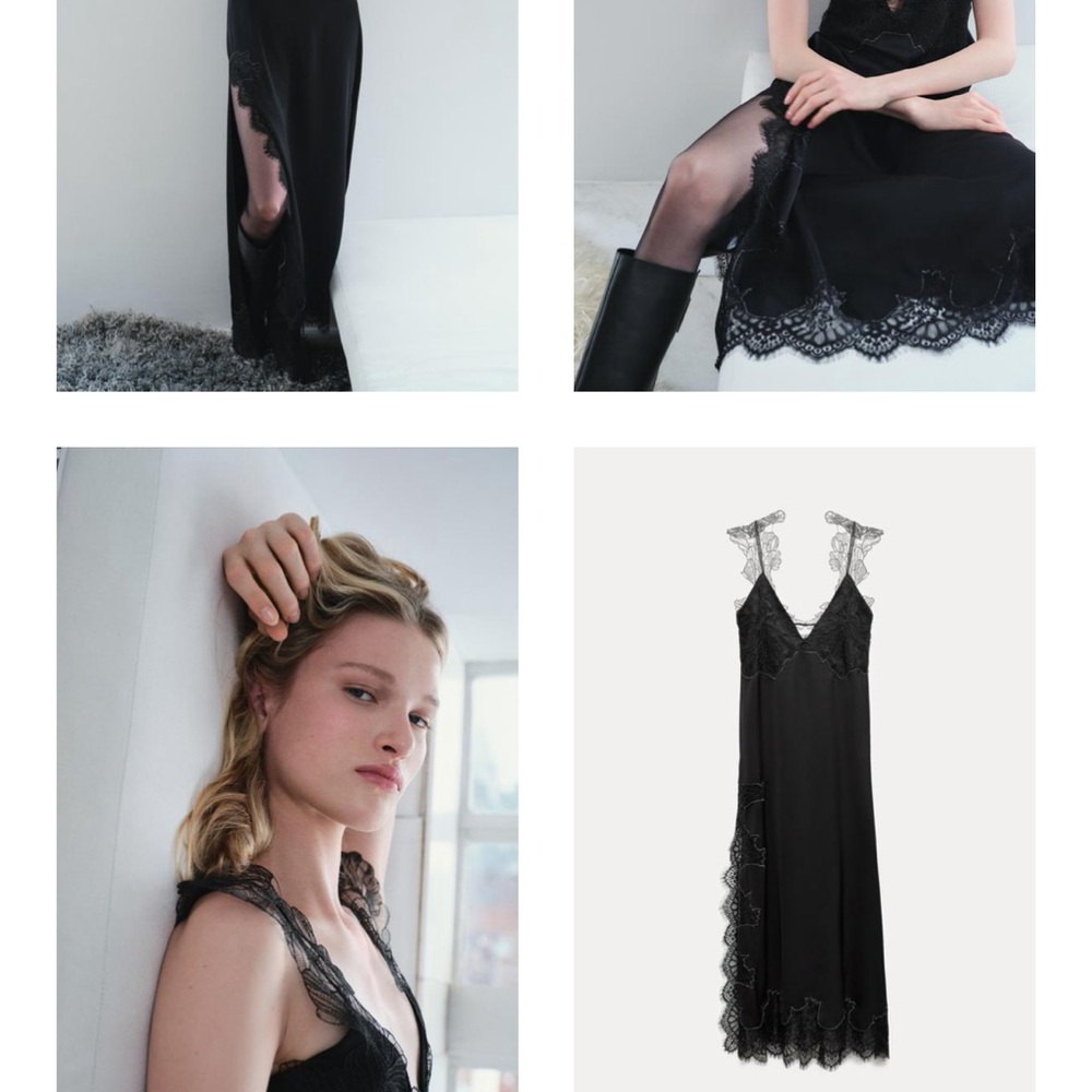 Black Lace Chemise with Intricate Floral Design